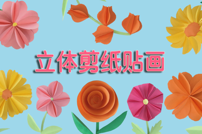 立体剪纸贴画：花卉